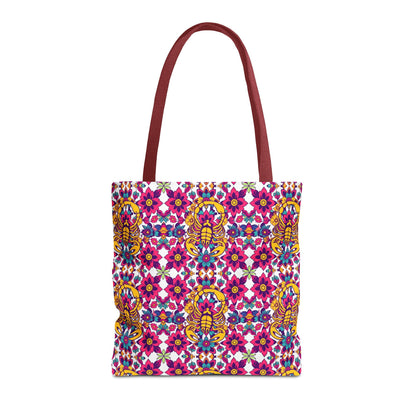 Tote Bag (AOP), Scorpio, Zodiac v1, Flower Pattern