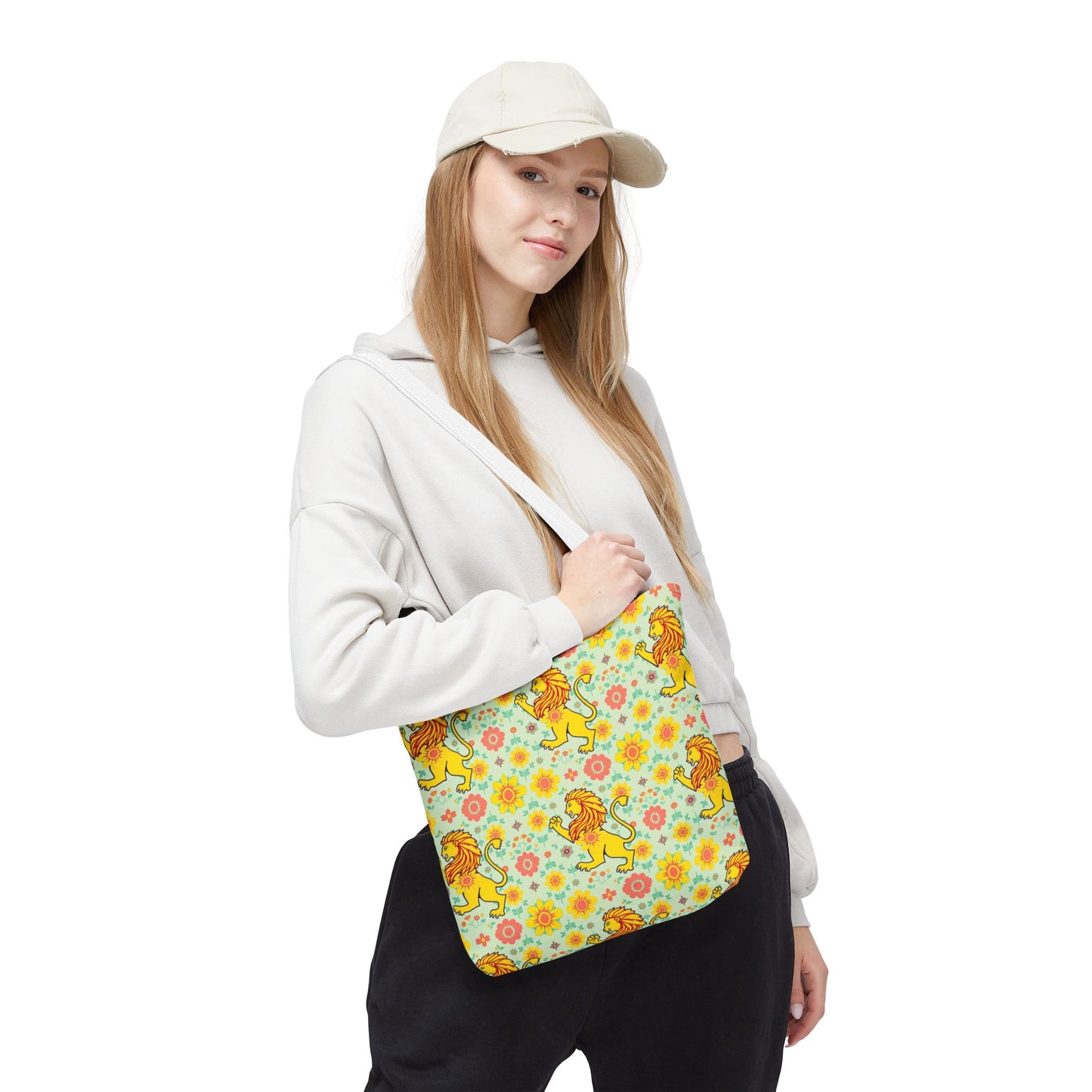 Tote Bag, (AOP), Leo, Zodiac v2, Flower Pattern