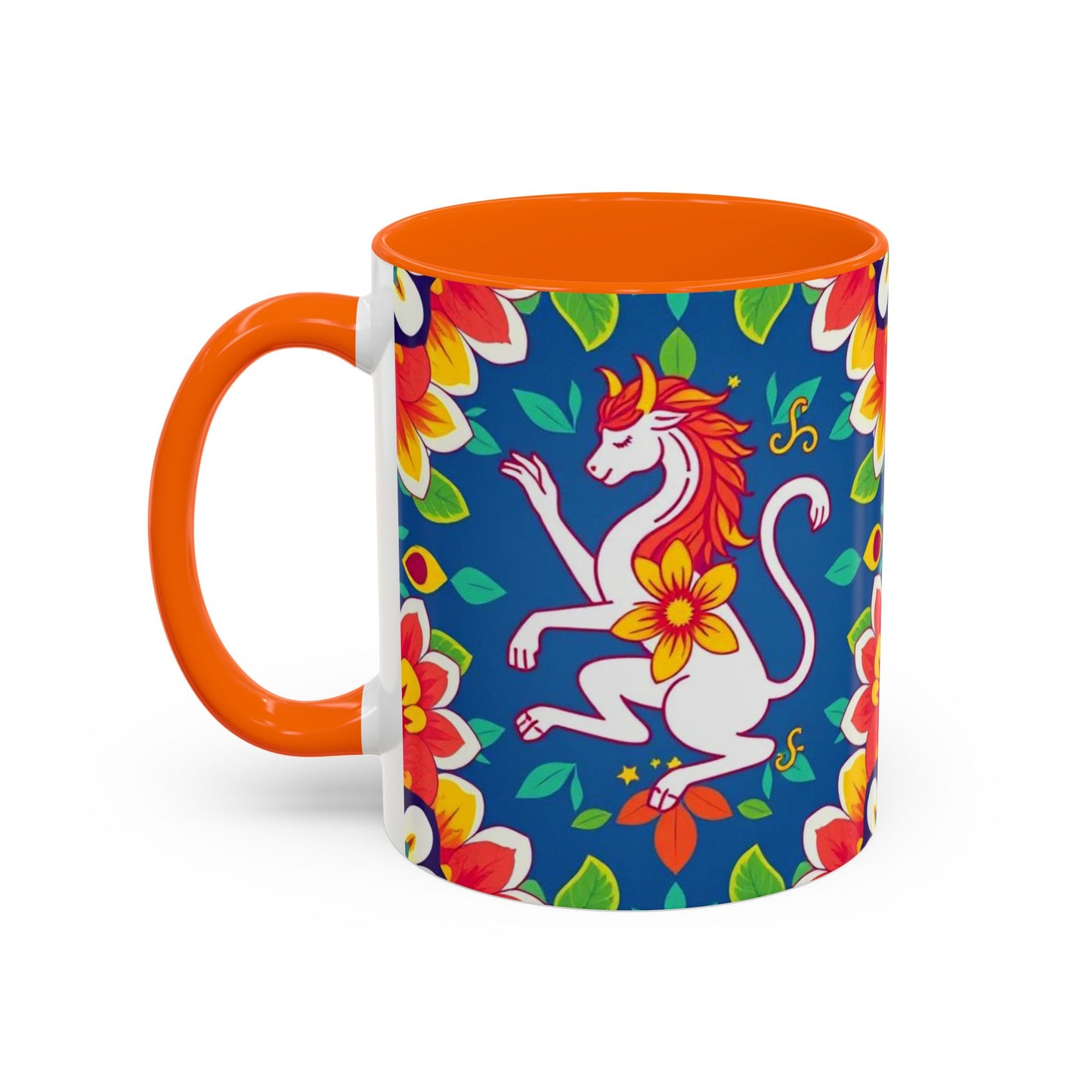 Accent Coffee Mug, Virgo, Zodiac v3. Flower Pattern, (11, 15oz)