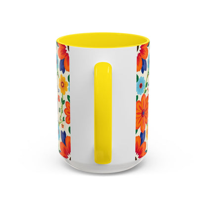Accent Coffee Mug, Virgo, Zodiac v2. Flower Pattern, (11, 15oz)