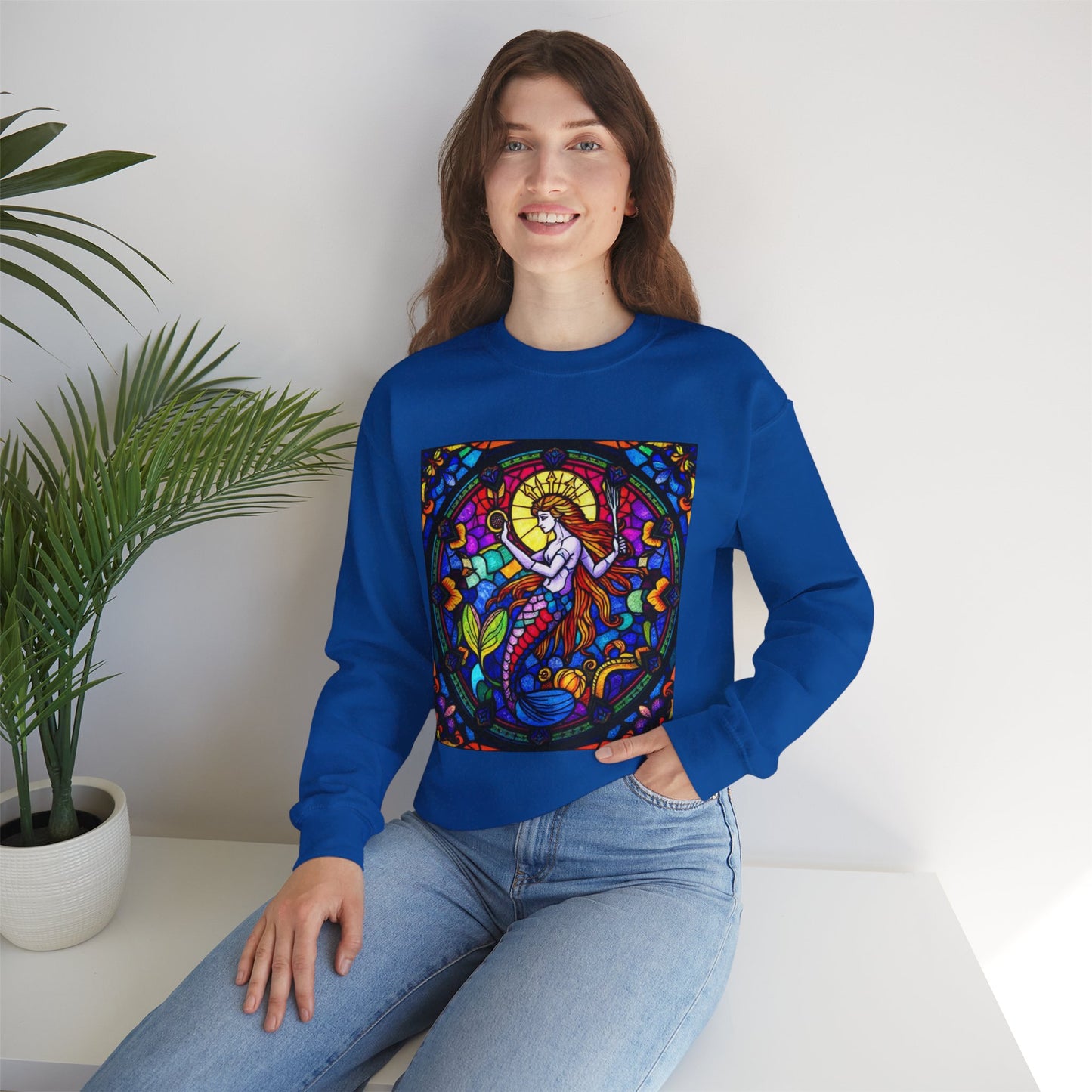 Unisex Heavy Blend™ Crewneck Sweatshirt, Glass 1, Aquarius Zodiac Design