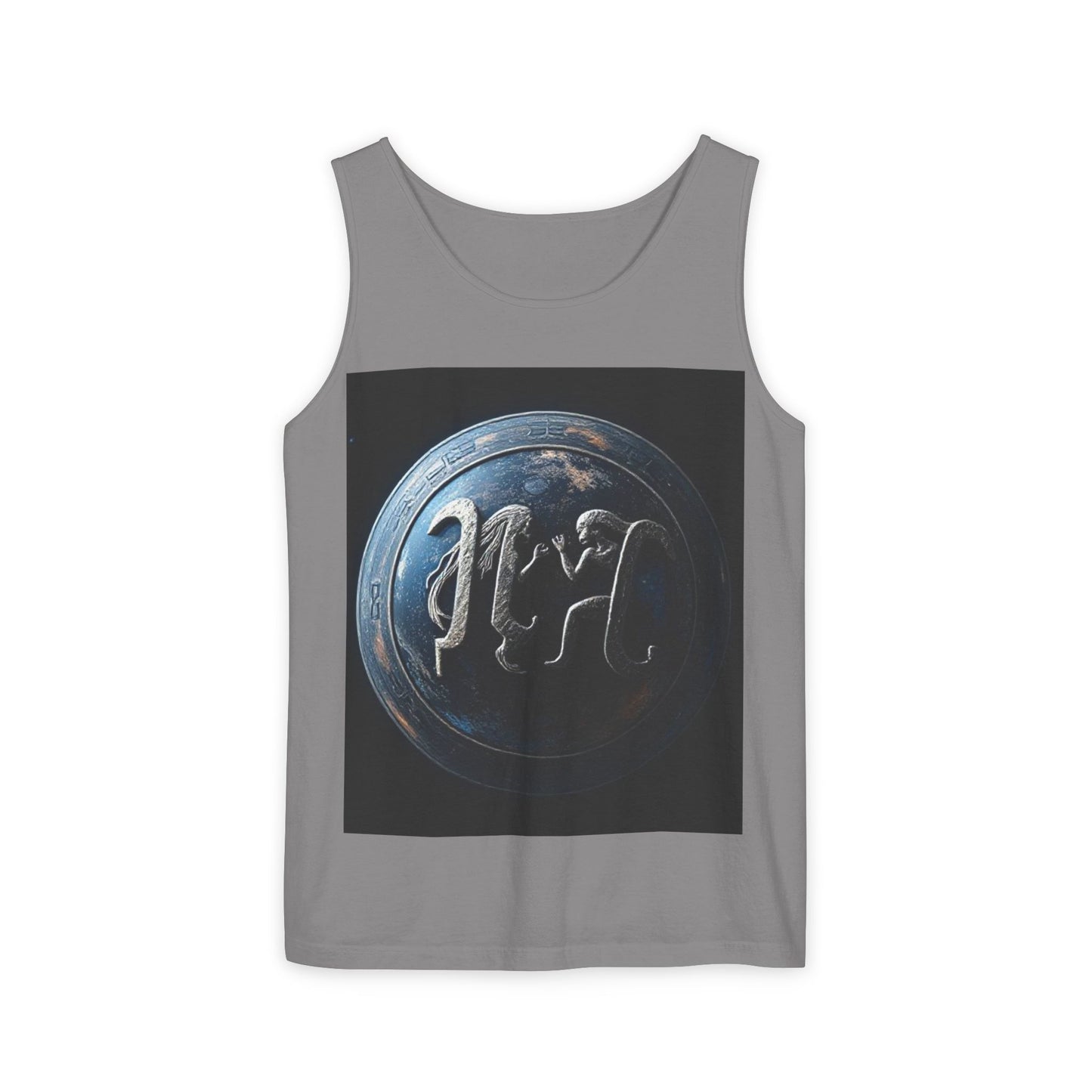 Unisex Garment-Dyed, Tank Top, Gemini Design, Space Symbol , 100% US cotton