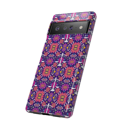 Tough Cases, Libra, Zodiac v4, Flower Pattern