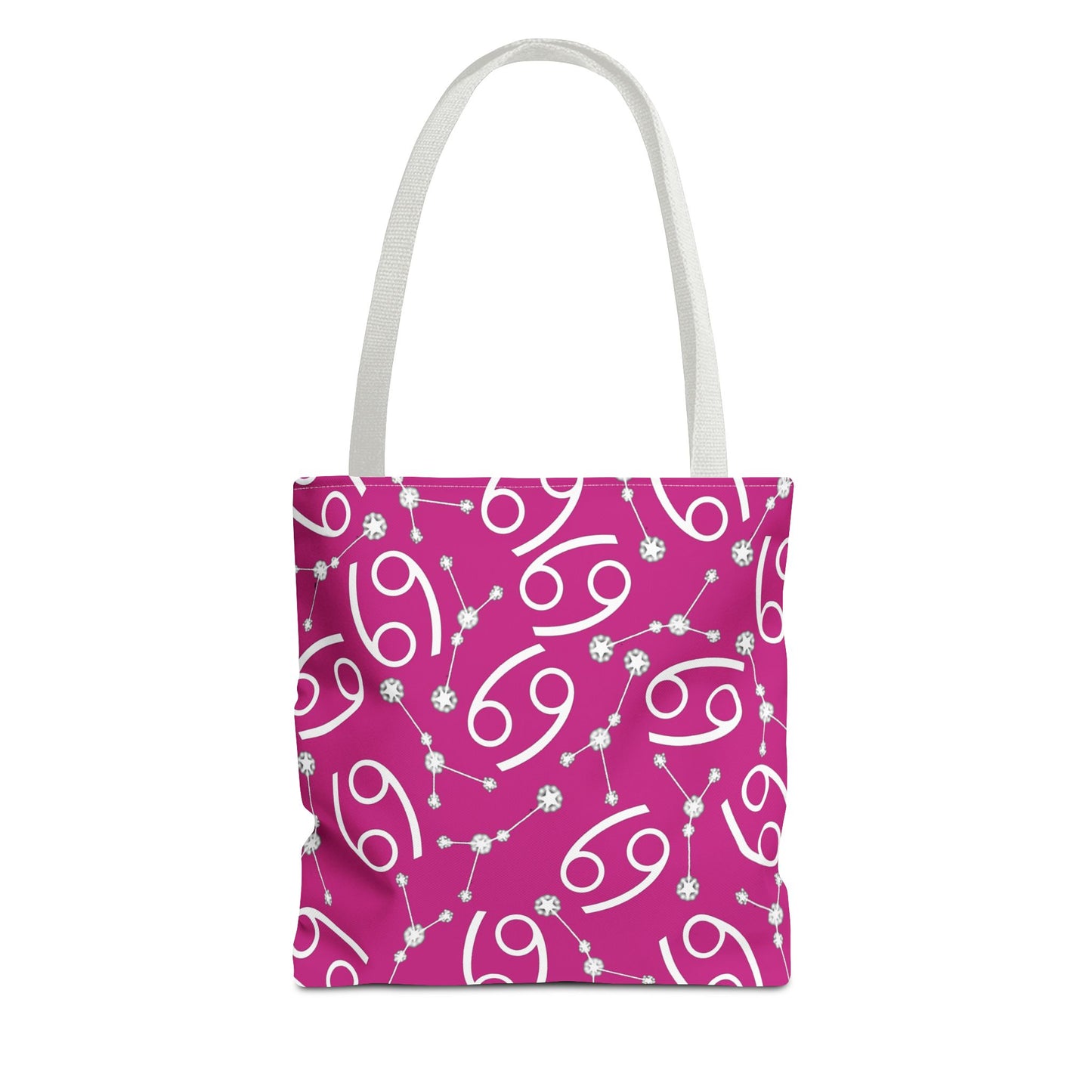 Tote Bag, Cancer Zodiac Sign, AOP, (Pink, White)
