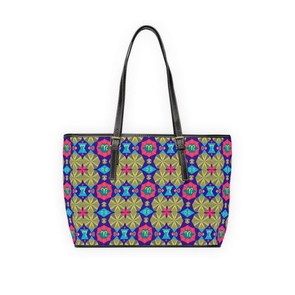 Leather Shoulder Bag, Aquarius, Zodiac v3, Shapes Pattern
