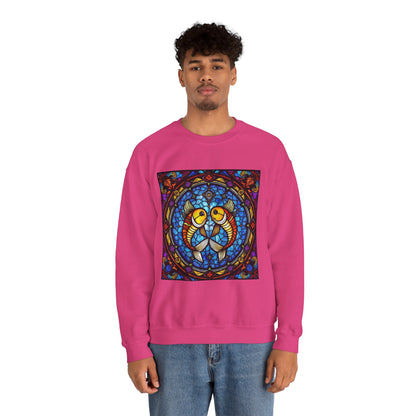 Unisex Heavy Blend™ Crewneck Sweatshirt, Glass 1, Pisces Zodiac Design