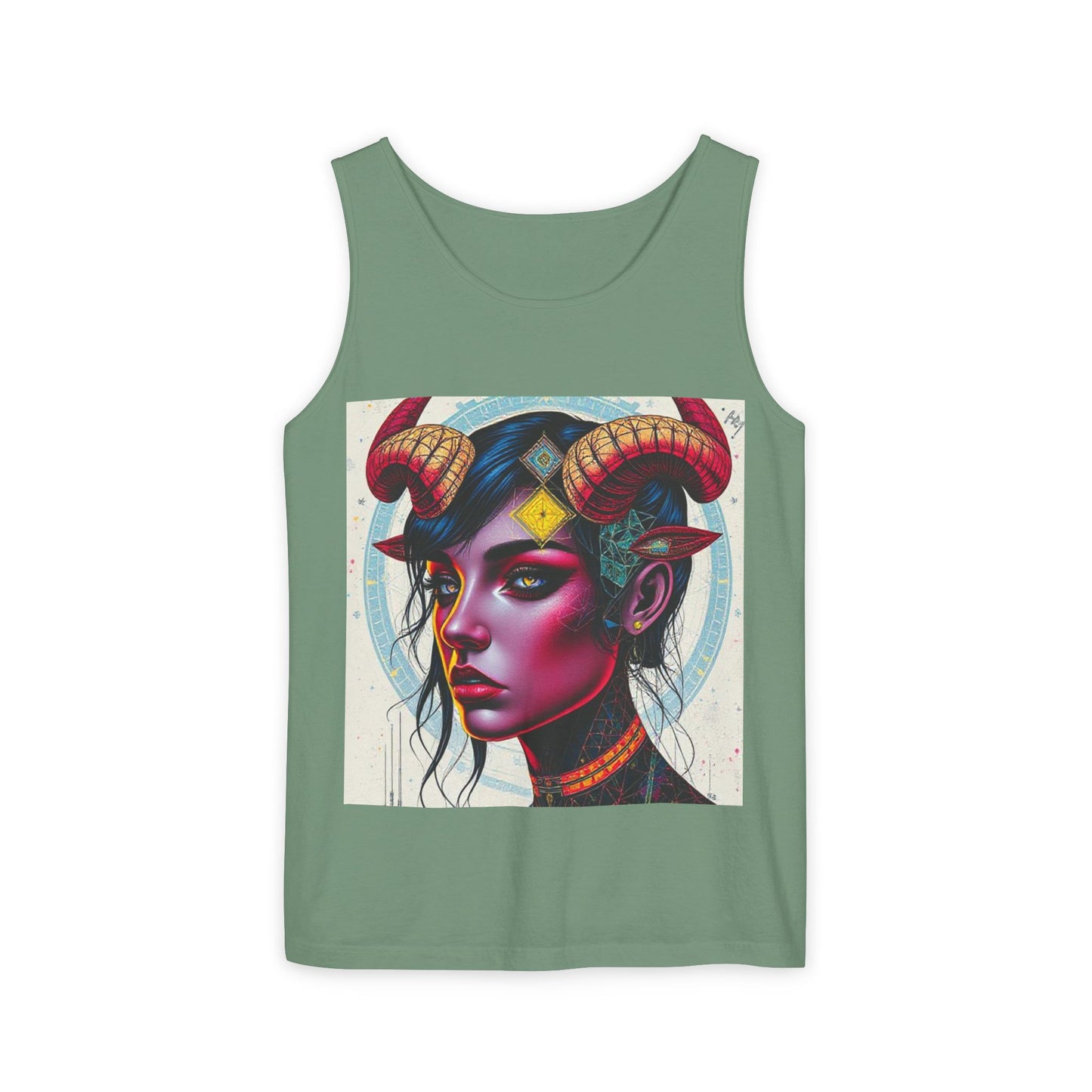 Unisex Garment-Dyed, Tank Top, Taurus Design, Pop Art v2, 100% US cotton