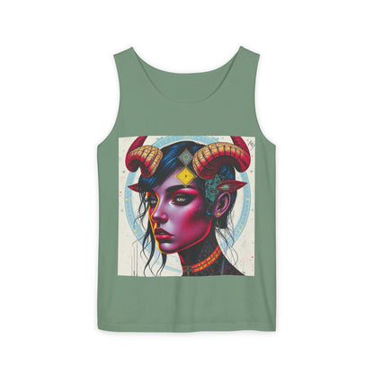 Unisex Garment-Dyed, Tank Top, Taurus Design, Pop Art v2, 100% US cotton