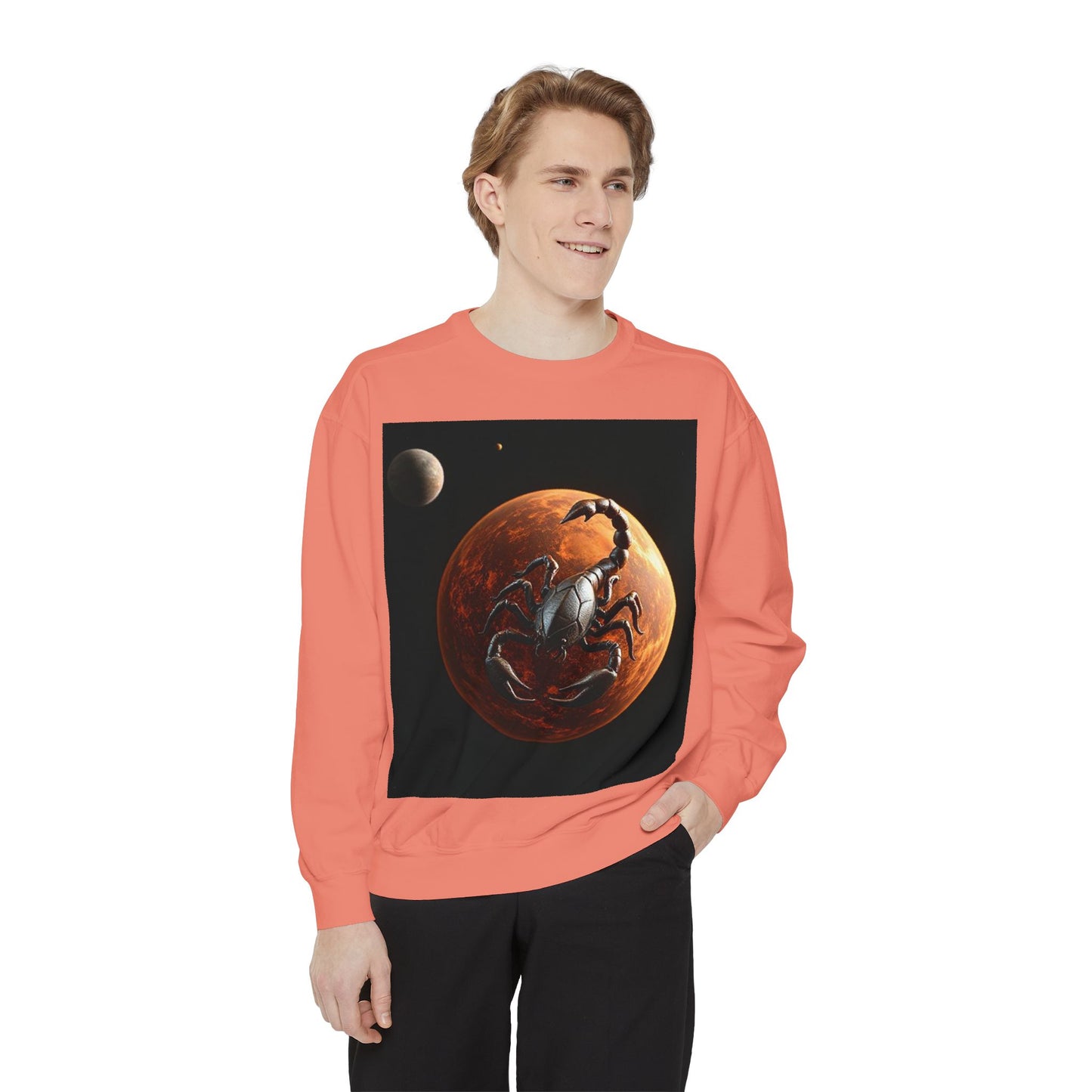 Garment-Dyed Sweatshirt, Unisex, Space Animal Design, Scorpio