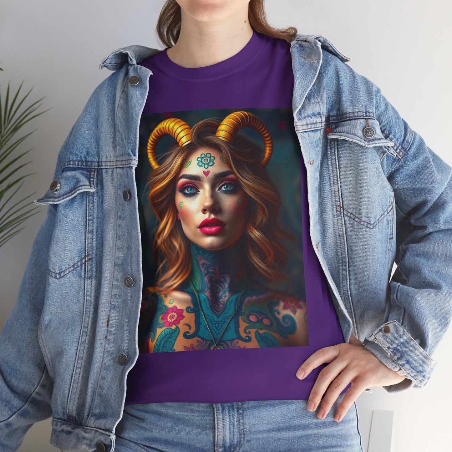 Unisex Heavy Cotton T-Shirt, Capricorn, Zodiac v1, Sexy Art