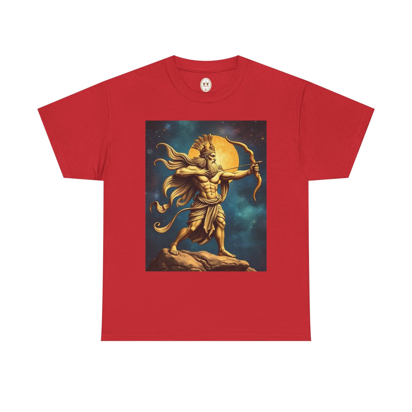 Unisex Heavy Cotton T-Shirt, Midnight Arrow v1, Sagittarius Zodiac Design