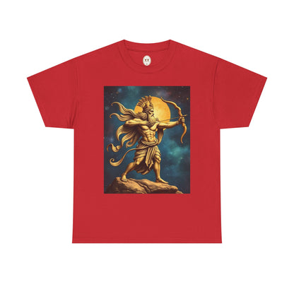 Unisex Heavy Cotton T-Shirt, Midnight Arrow v1, Sagittarius Zodiac Design