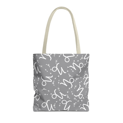 Tote Bag, Capricorn Zodiac Sign, AOP, (Grey, White)