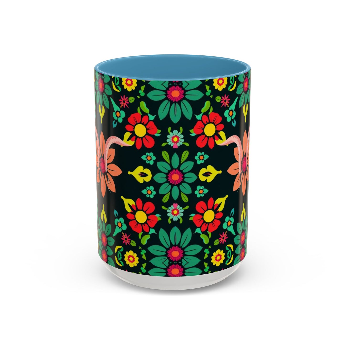 Accent Coffee Mug, Aquarius, Zodiac v4, Flower Pattern, (11, 15oz)