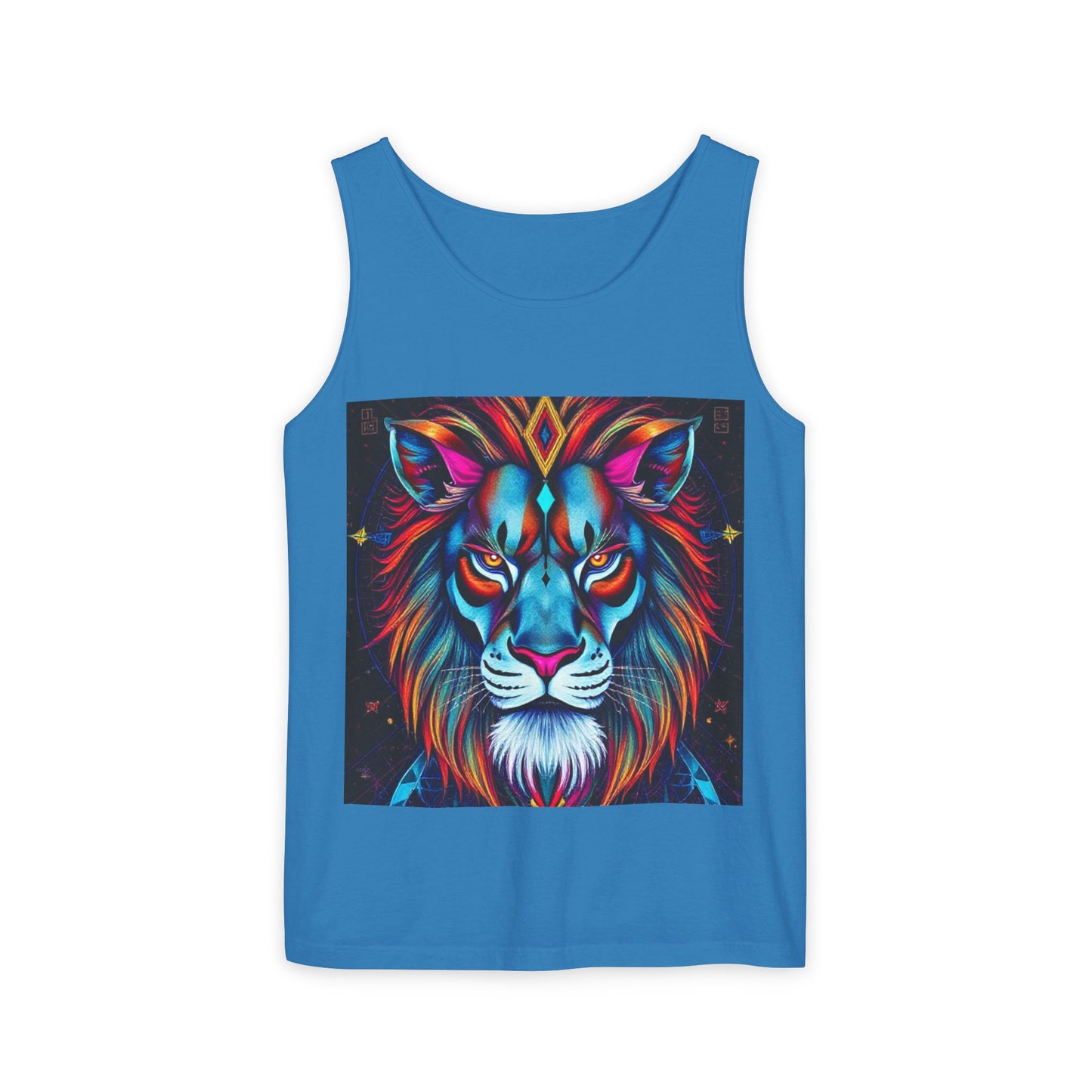 Unisex Garment-Dyed, Tank Top, Leo, Pop Art v1, 100% US cotton