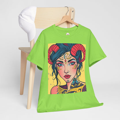 Unisex Heavy Cotton T-Shirt, Aries, Zodiac, Sexy Art