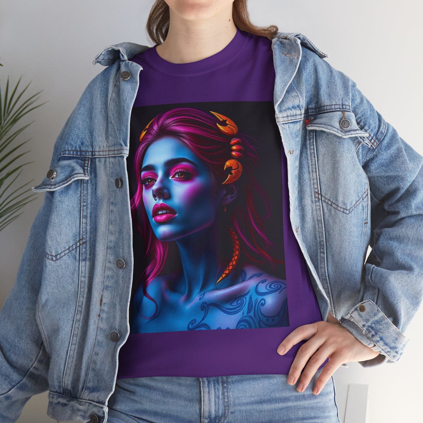 Unisex Heavy Cotton T-Shirt, Scorpio, Zodiac, Sexy Art