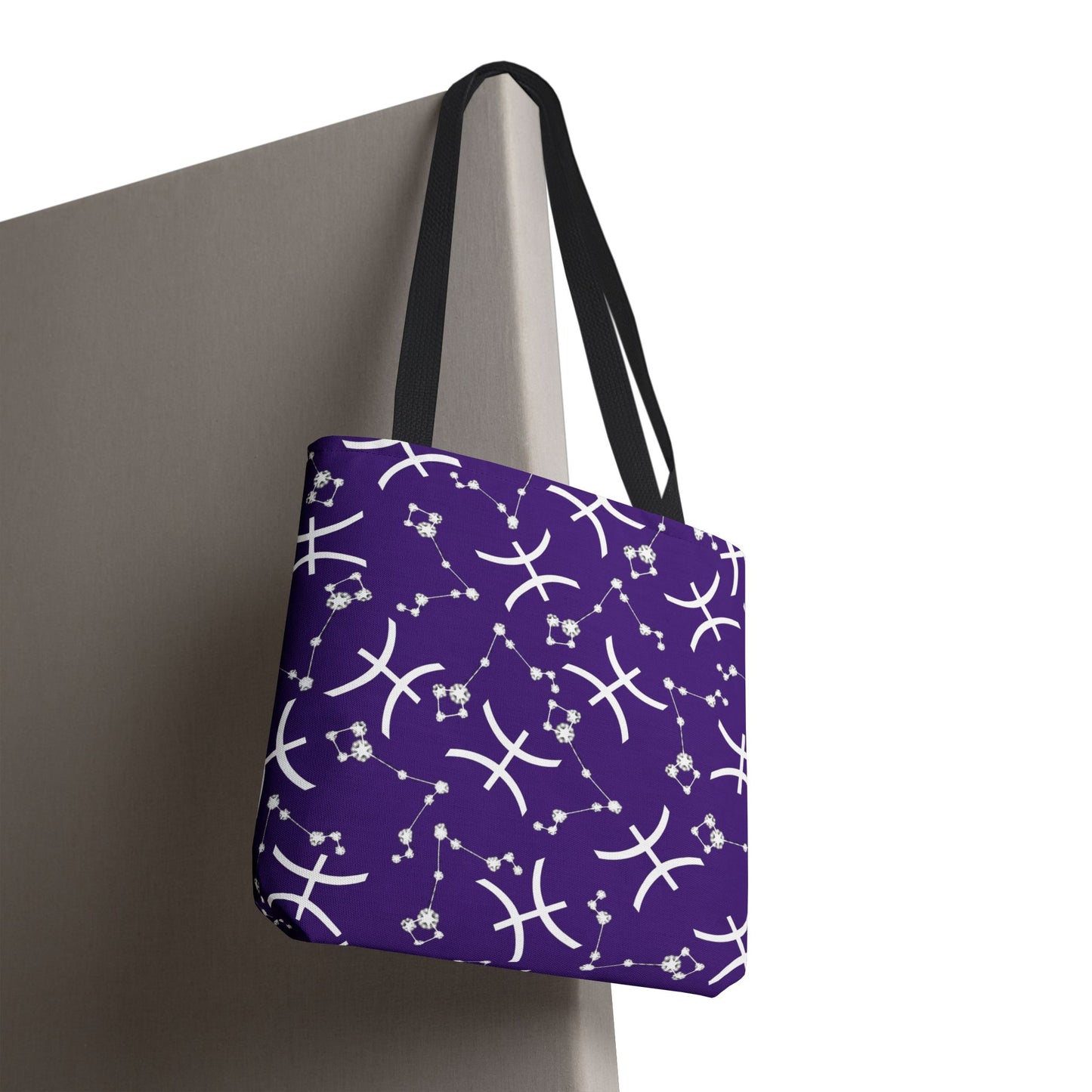 Tote Bag, Pisces Zodiac Sign, AOP, (Purple, White)