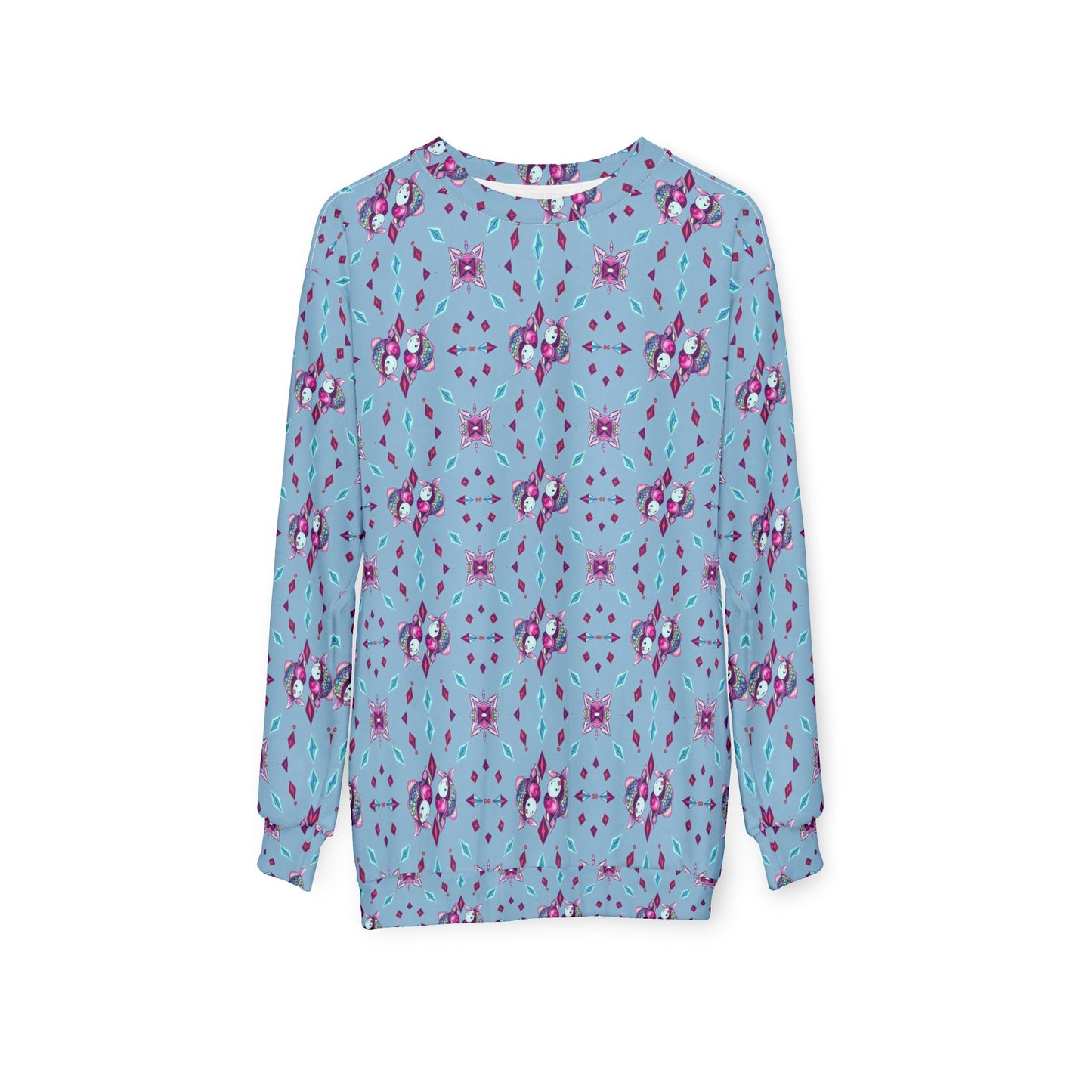 Unisex Sweatshirt (AOP), Pisces, Zodiac v3, Jewel Pattern