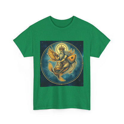 Unisex Heavy Cotton T-Shirt, Pisces King. Zodiac Design