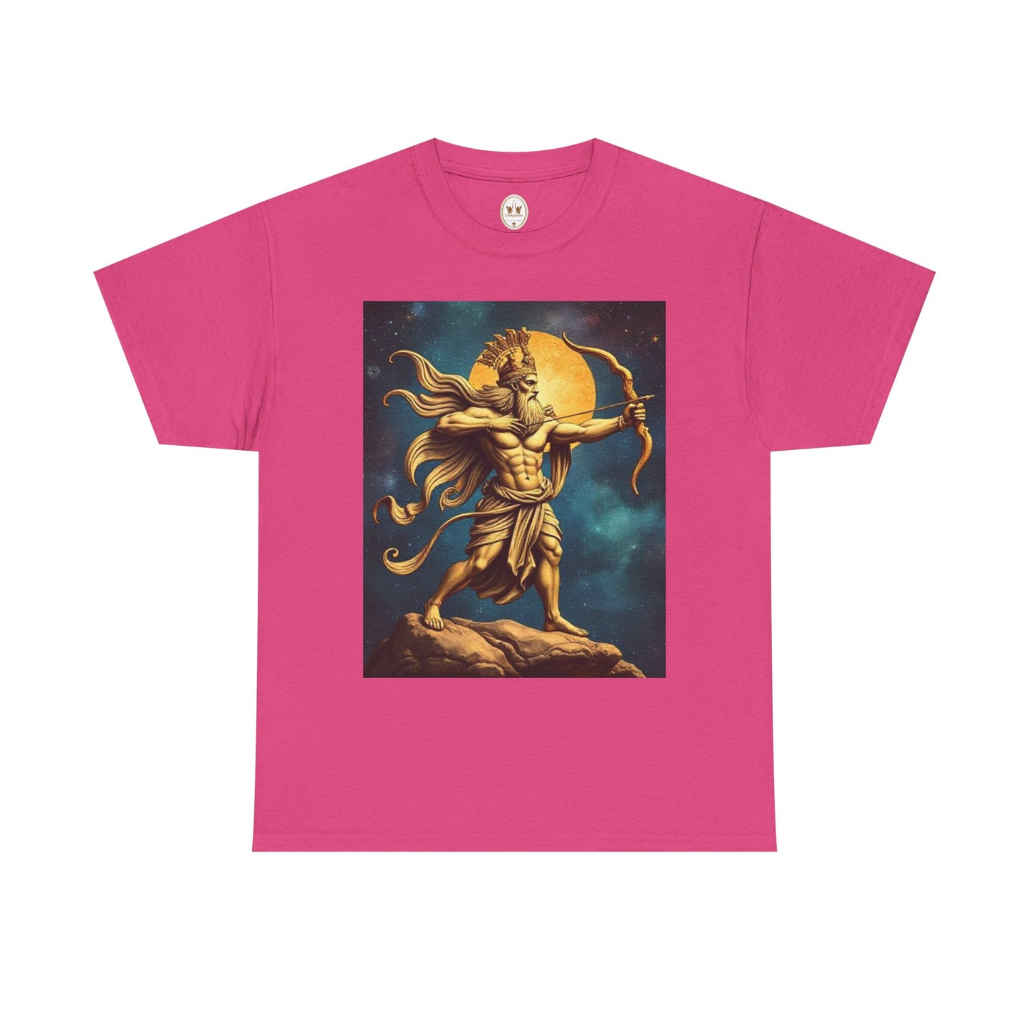 Unisex Heavy Cotton T-Shirt, Midnight Arrow, Sagittarius Zodiac Design