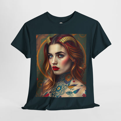 Unisex Heavy Cotton T-Shirt, Capricorn, Zodiac v3, Sexy Art