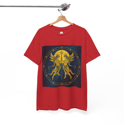 Unisex Heavy Cotton T-Shirt, Space Twins v3, Gemini Zodiac Design