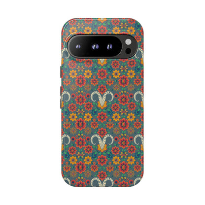 Tough Cases, Aries, Zodiac v3, Flower Pattern