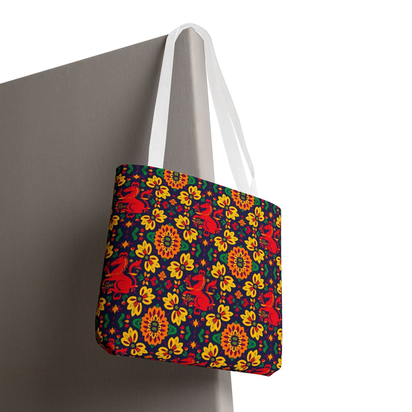 Tote Bag, (AOP), Virgo, Zodiac v4, Flower Pattern