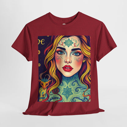 Unisex Heavy Cotton T-Shirt, Aquarius, Zodiac v2, Sexy Art