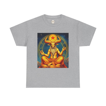 Unisex Heavy Cotton T-Shirt, Meditating Bull, Taurus Zodiac Design