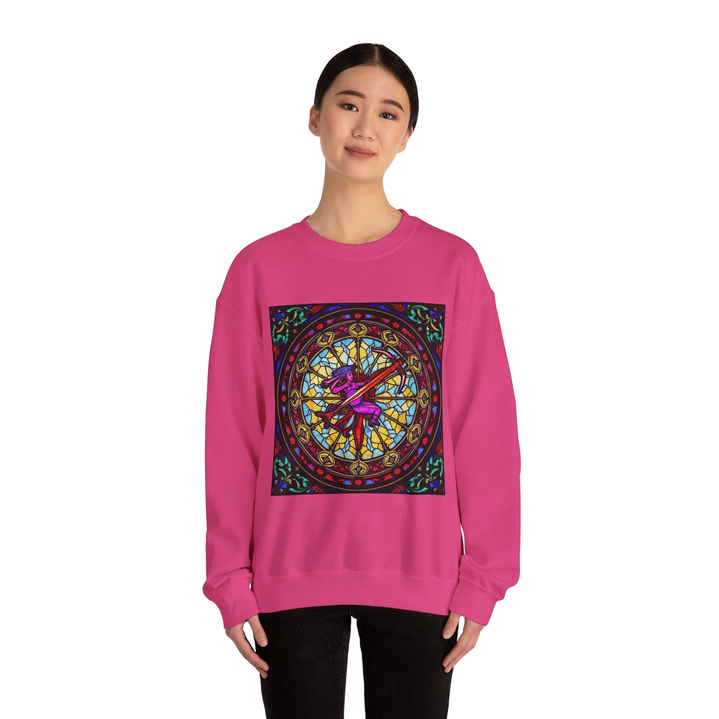 Unisex Heavy Blend™ Crewneck Sweatshirt, Glass 1, Sagittarius Zodiac Design