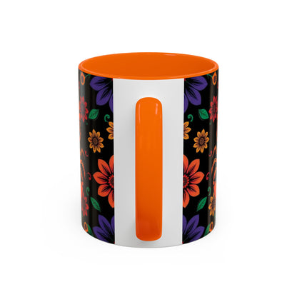 Accent Coffee Mug, Scorpio, Zodiac. Flower Pattern, (11, 15oz)
