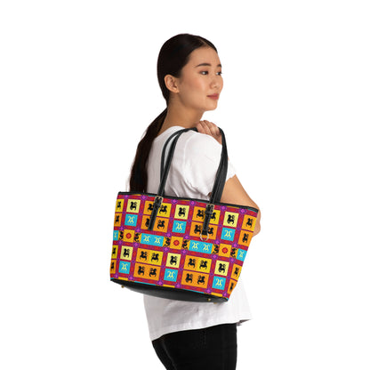Leather Shoulder Bag, Virgo, Zodiac v4, Shapes Pattern