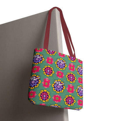 Tote Bag, (AOP), Sagittarius, Zodiac v4, Flower Pattern