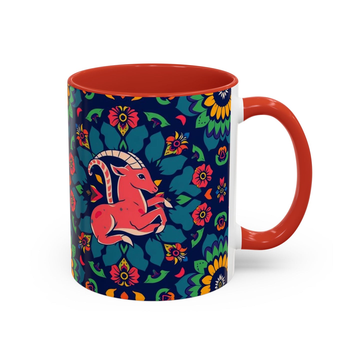 Accent Coffee Mug, Capricorn, Zodiac, Flower Pattern, (11, 15oz)