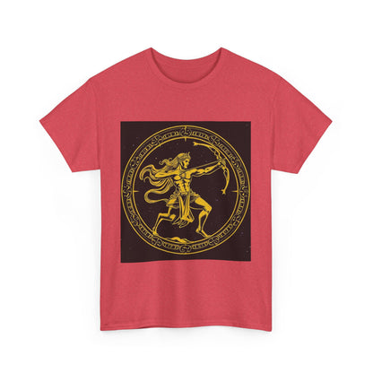 Unisex Heavy Cotton T-Shirt, Mythical Faun/Satyr v1, Sagittarius Zodiac Design