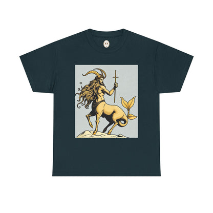 Unisex Heavy Cotton T-Shirt, Capricorn God v3, Zodiac Design