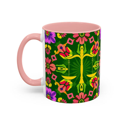 Accent Coffee Mug, Libra, Zodiac, Flower Pattern, (11, 15oz)
