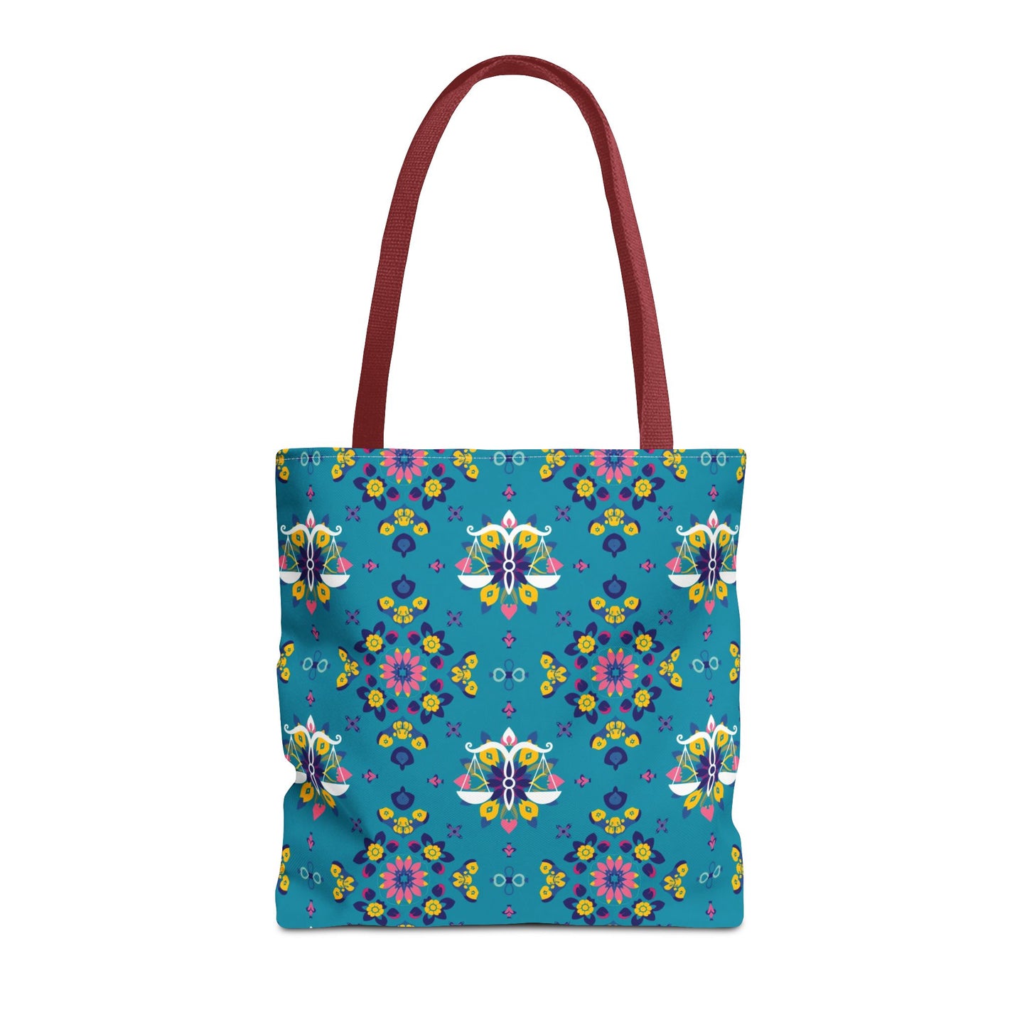 Tote Bag (AOP), Libra, Zodiac v1, Flower Pattern