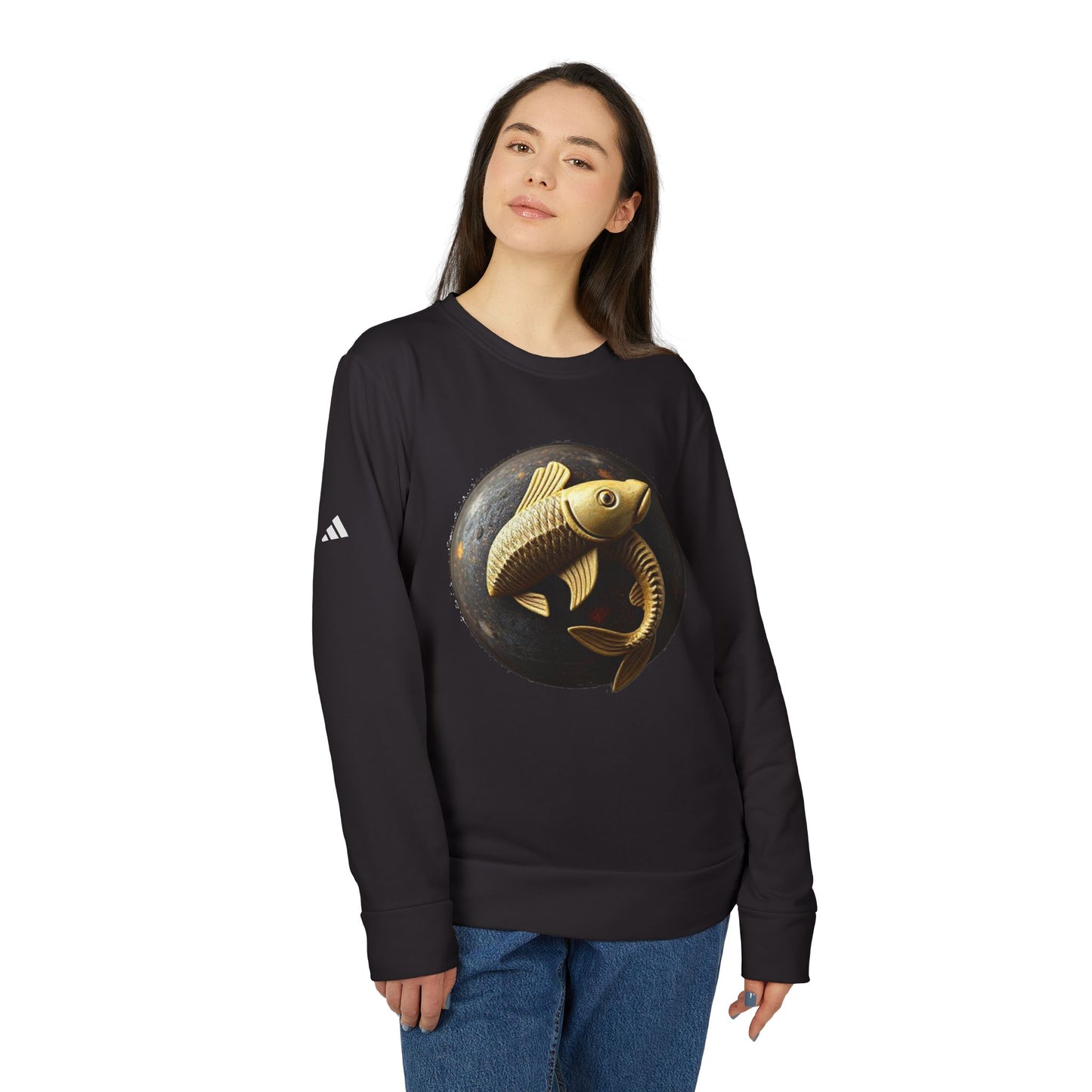 Adidas, Unisex Fleece Crewneck Sweatshirt, Pisces, Space Animal, Zodiac