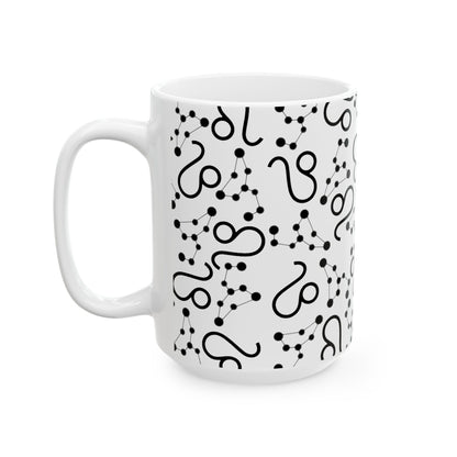 Ceramic Mug, (11oz, 15oz), Ceramic Coffee Mug, AOP, Leo Zodiac Design