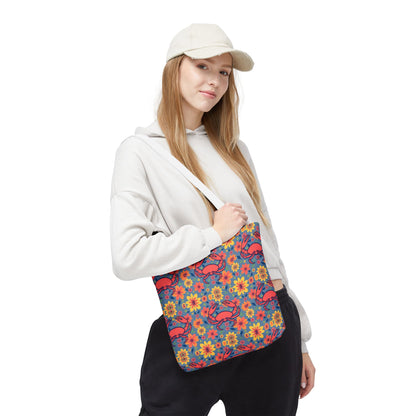 Tote Bag, (AOP), Cancer, Zodiac v3, Flower Pattern