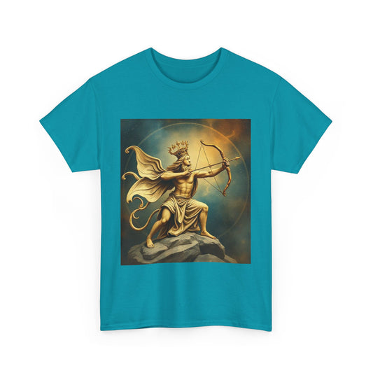 Unisex Heavy Cotton T-Shirt, Sagittarius King, Bow & Arrow, Zodiac Design