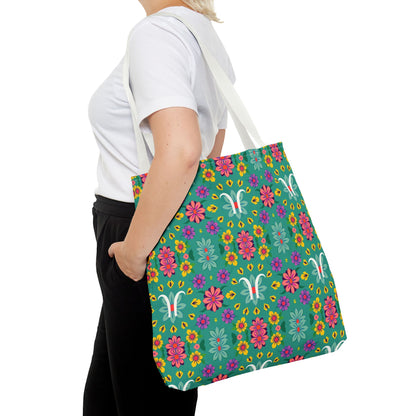 Tote Bag, (AOP), Aquarius, Zodiac v2, Flower Pattern