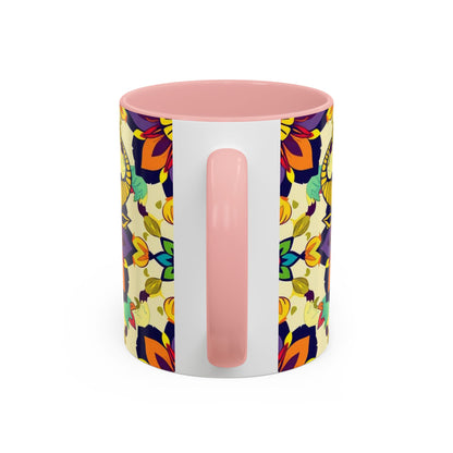 Accent Coffee Mug, Taurus, Zodiac v3. Flower Pattern, (11, 15oz)