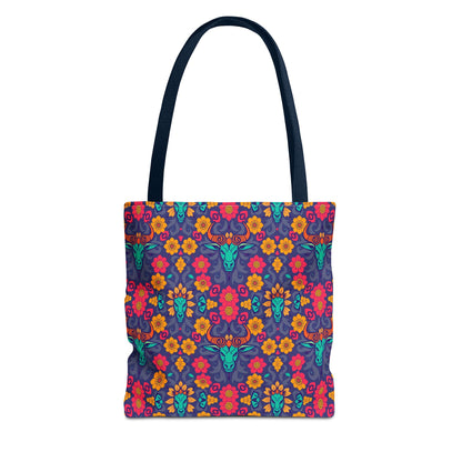Tote Bag, (AOP), Taurus, Zodiac v1, Flower Pattern