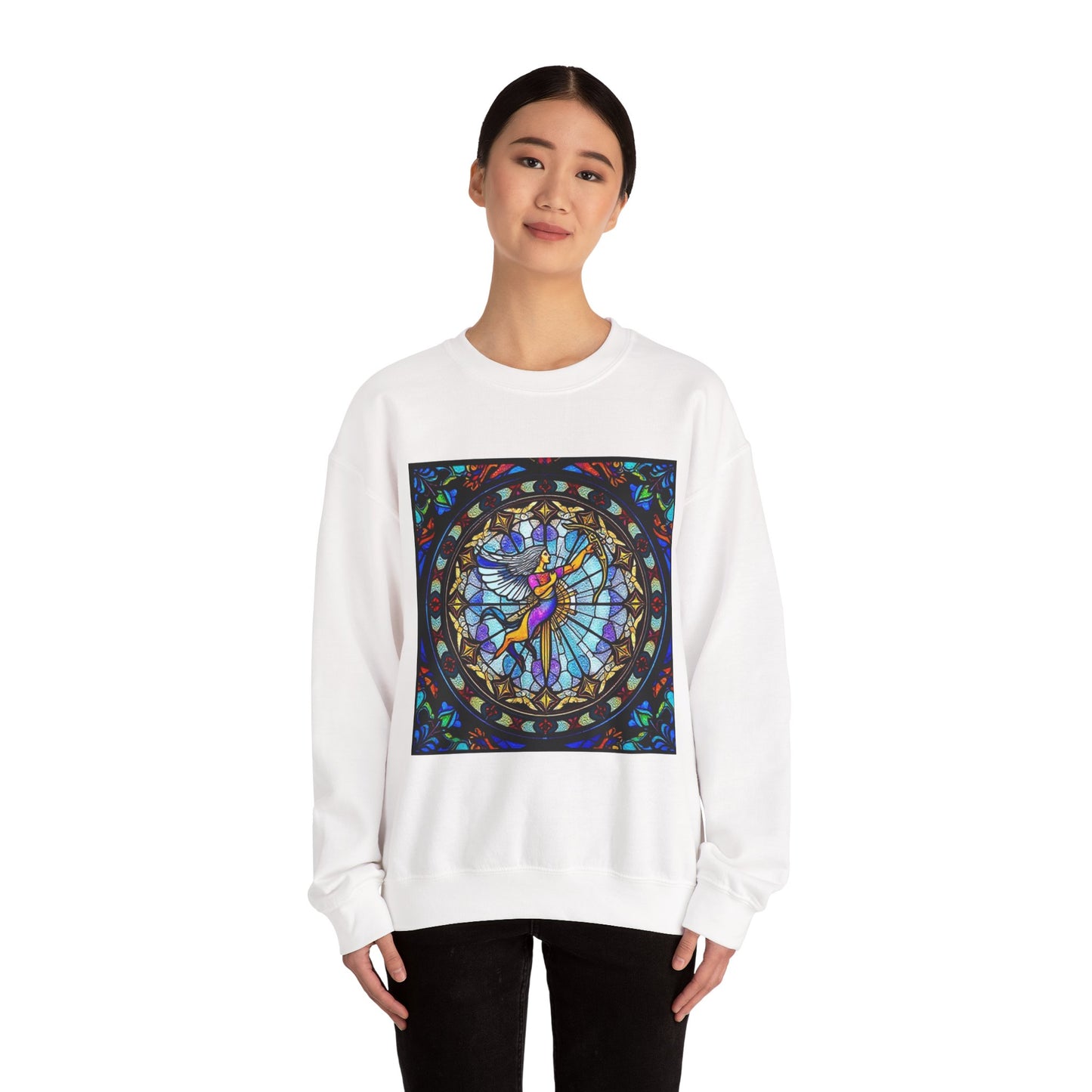 Unisex Heavy Blend™ Crewneck Sweatshirt, Glass, Sagittarius Zodiac Design