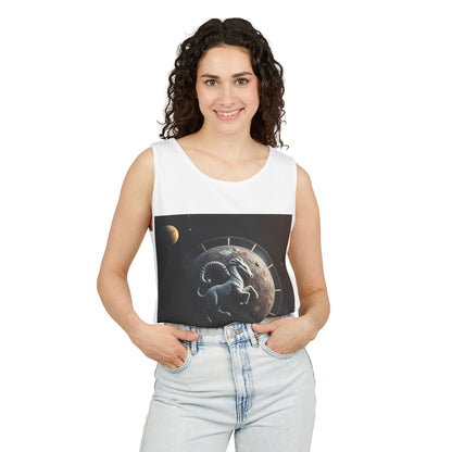 Unisex Garment-Dyed, Tank Top, Aries Design, Planet Animal, 100% Ringspun US cotton