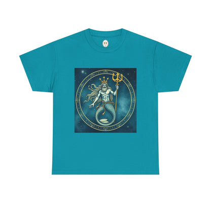 Unisex Heavy Cotton T-Shirt, Aquarius God 5v, Zodiac Design